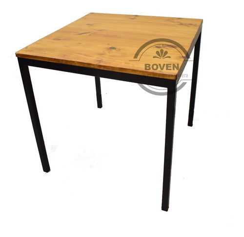 BOVEN Industrial Style Iron and Wood Brewery Bar Table 80x80 1