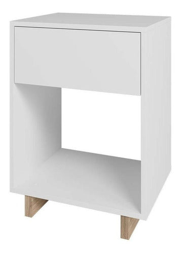 Delta Modern Nightstand with Drawer and Shelf Retro Style 0