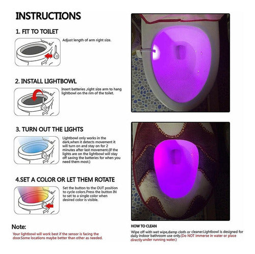 Sensor De Presenca Luz Led 8 Cores Vaso Sanitario Lightbowl 1