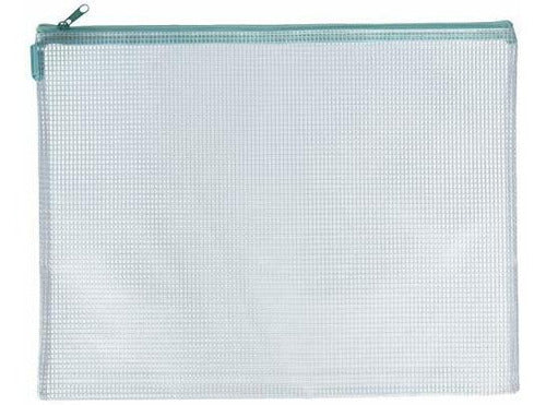 Avery Elle Aqua Large Vinyl Mesh Zipper Bag 0