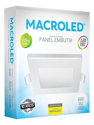Square Macroled 6W Flat Panel AC85-265V Cool 6000K 1