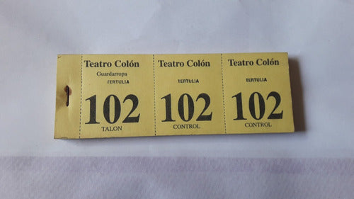 Antiguo Talonario Teatro Colon Tertulia Control 102 Al 200 0