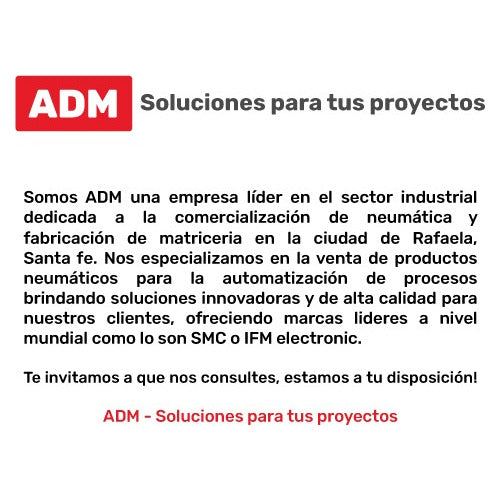 ADM Pneumatic Straight Connector with Selectable Thread and Tube Diameter 6