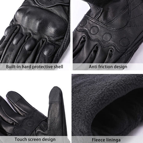 Harssidanzar Gm041us - Guantes De Motocicleta De Cuero Calid 1