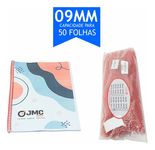 Espiral Para Encadernação Vermelho 9 Mm Para 50 Folhas 100un 1