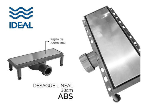 Desague Lineal 30 X 9 Cm Abs Rejilla Acero Inoxidable Ideal 2