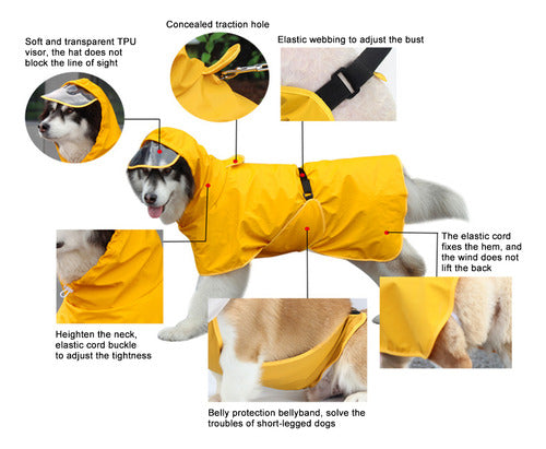 Poncho Externo Para Cães, Capuz Pequeno, Médio Para Capa De 1