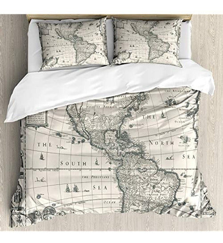 Ambesonne World Map Duvet Cover Set 0