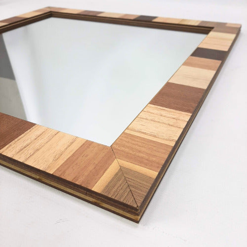 República Diseño Decorative Wall Mirror Square Frame Multi Wood 50x50 2