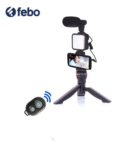 Vlog Cast Studio Tripod Support for Mobile Microphone LED Light 1