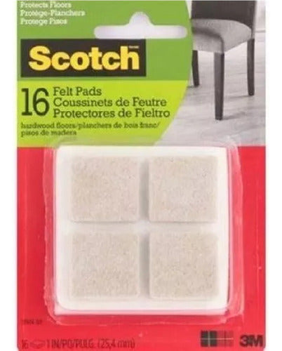 3M Adhesive Felt Protector Square 16pcs - Ft 0