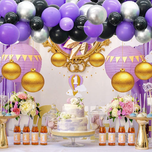 Arco Globos Merlina Decoracion Globos Violeta Negro Plateado 2