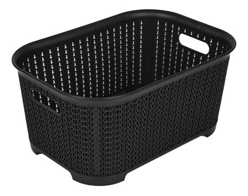 Set of 8 Plastic Rattan Organizer Baskets 36x25x17 cm 1