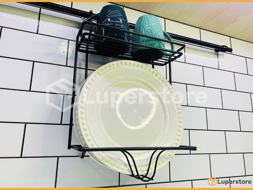 Luperstore Secaplatos Simple Colgante Cubiertero Y Barral 60 Cm Negro 2