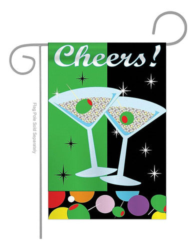 Breeze Decor Dos Grupo G165052-P2 Saludos Happy Hour & Bebidas Garden Flag 1