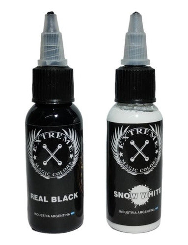 Extreme Combo 2 Black and White Tattoo Inks 1oz 0