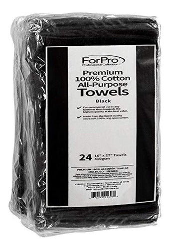 ForPro Premium 100% Cotton Multi-Purpose Towels, Black, Extra 1