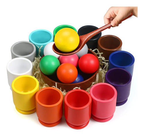 BelaRola Montessori Bolas Grandes En Tazas Juguete De Madera Color Cl 0