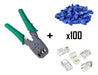 Prosoft Combo Pinza Crimpeadora Con Fichas RJ45 Cat 5 Y Capuchones 3