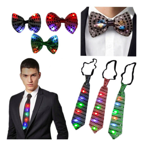 LED Tie and Bow Tie Combo for Groomsmen and Best Men 0