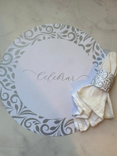 Set of 12 Paper Charger Plates + Napkin Ring 11