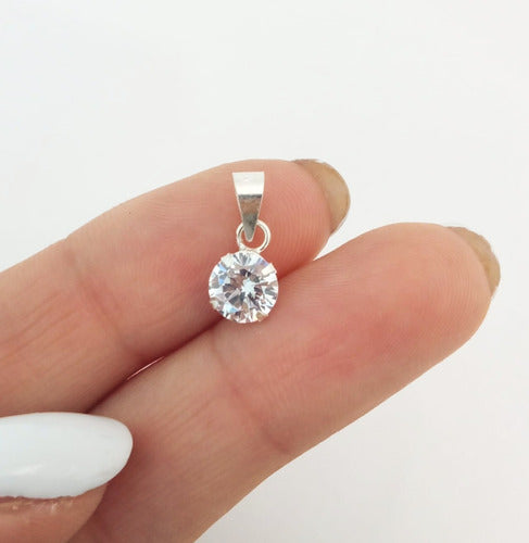 925 Silver Disk Pendant with Cubic Zirconia 0