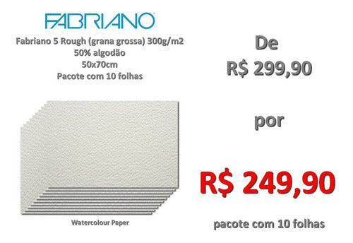 Papel Fabriano 5 Rough (grana Grossa) 300g/m2 50x70 C/ 10fls 1