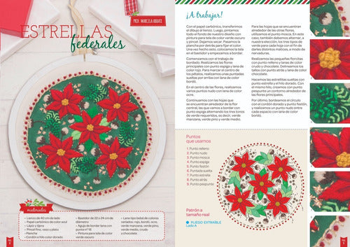 Christmas Embroidery Magazine + Fabric + Embroidery Hoop Full Size Kit 5