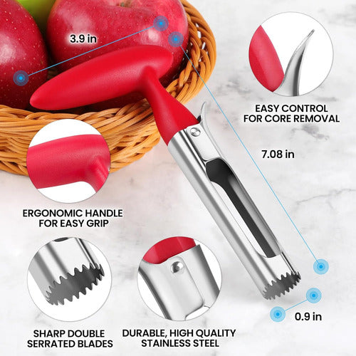 SCHVUBENR Premium Stainless Steel Apple and Pear Corer Red 2