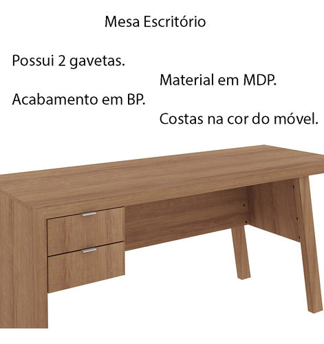 Mesa Com 2 Gavetas Me4122 Mdp Amendoa - Gran Belo 3