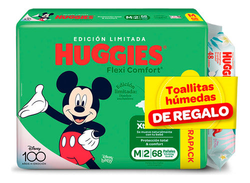 Pañales Huggies Flexi Confort M X68 + Toallas Húmedas Ub 0