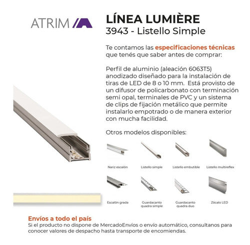 Atrim Led Light Finishing Aluminum Recessed Profile Listello Atrim 1