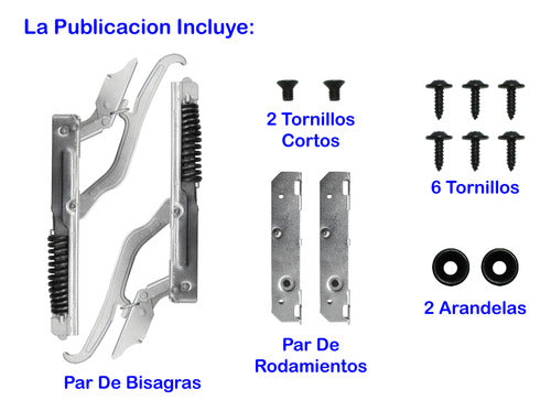 Par De Bisagras Originales Longvie + Rodamientos Y Tornillos 7