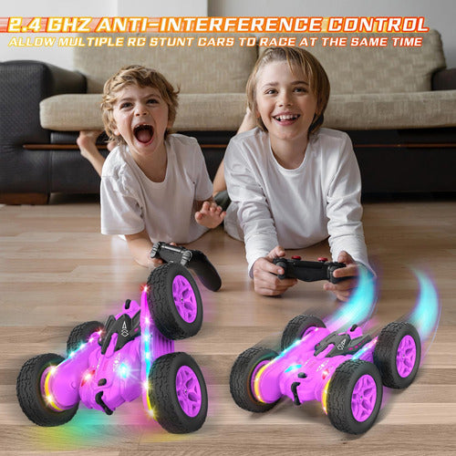 Auto Control Remoto Acrobacias Luces Led Terucle Violeta 1