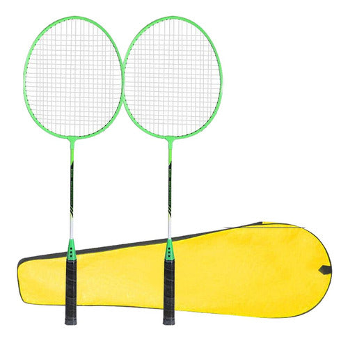 2 Pçs Conjunto De Raquetes De Badminton Portátil Com Verde 0