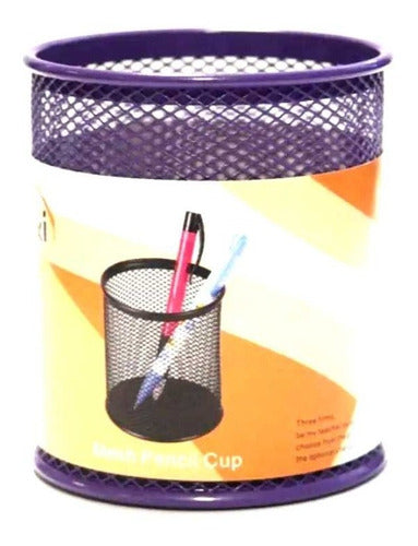 Coxi Purple Mesh Desk Pencil Holder 0