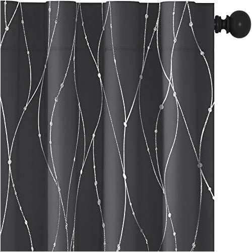 Deconovo - Light Blocking Curtains for Bedroom, 84 Inch Grey and Silver Panels with Back Tabs and Rod Pocket Design (52x84 Inch, Dark Grey, 2 Panels) 0