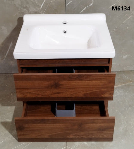 Mueble Baño Aereo Madera +bacha 2 Cajones. Cem Revestimiento 3