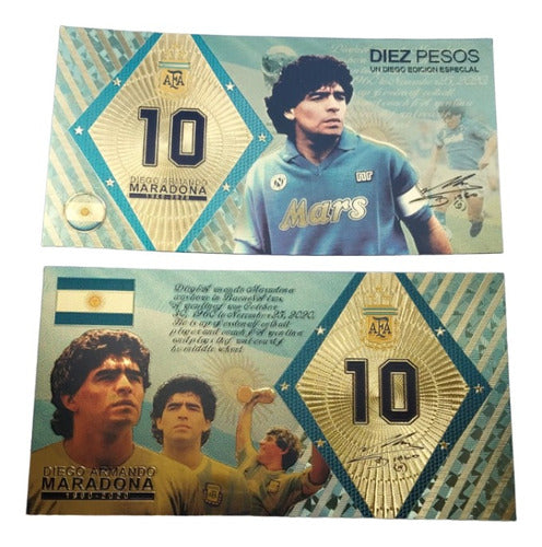 Burdah Billete Premium Futbol Souvenir Diego Maradona Diez Pesos 02 0