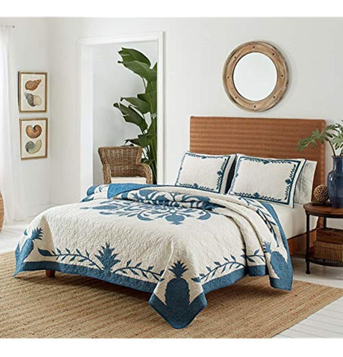 Edredón De Piña Tommy Bahama Aloha, King, Azul, King Quilt 0