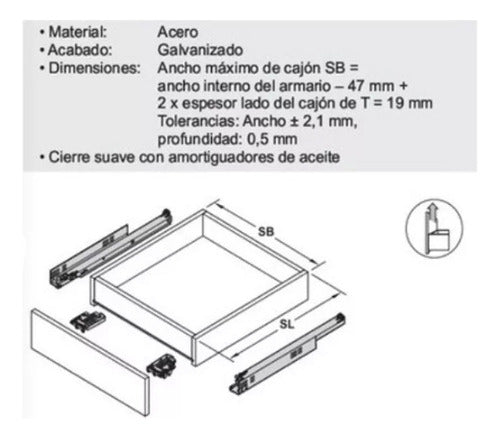 Häfele Hidden Guide with Soft Close 550 Mm * 1