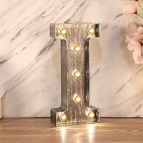 Vintage Silver Marquee Letter with Lights - Letter I 1