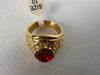 Donna Anillo Hombre Acero Quirúrgico Piedra Roja Color Oro Bombe 3