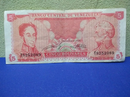 Billete De Cinco Bolívares Del 21 De Septiembre De 1989 1