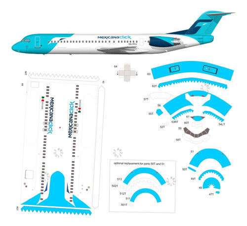 Boeing 717 Mexicana Click Scale 1:87 Papercraft 0