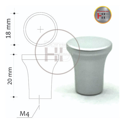 Tirador T Cilindrico 18x20mm Aluminio Mate Para Mueble 1