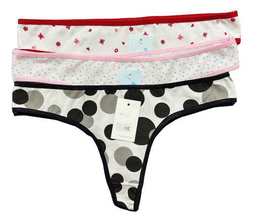 Nuevas Mujeres Pack of 12 Low Rise Printed Cotton Thongs 4