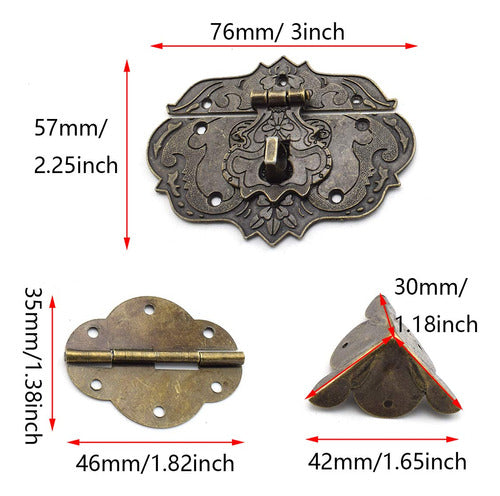 SDTC Tech Vintage Corner Protectors and Hasp Hinges Kit for Wooden Box 1