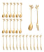 Home Love Set X24 Golden Dessert Forks & Spoons with Floral Design 0