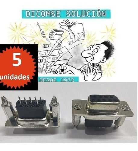 DB9H-CI Connector, D-B9 Female Printed Circuit, Pack of 5 Units 0